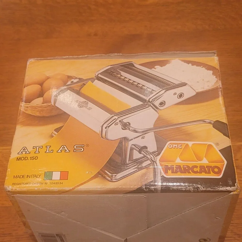 Marcato Atlas 150 Manual Pasta Maker w/ Hand Crank & Clamp Noodle Making Machine